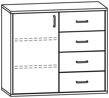 Produktbild von mobiLINE Schrank, B 90,5 x H 78,7 x T 40 cm, Fronten natur