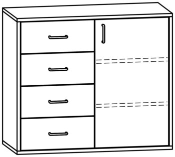 Produktbild von mobiLINE Schrank, B 90,5 x H 78,7 x T 40 cm, Fronten natur