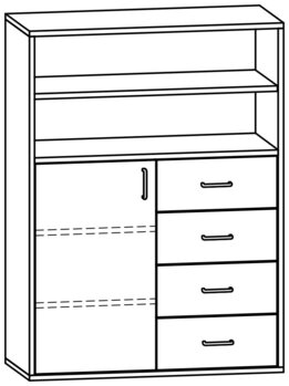 Produktbild von mobiLINE Schrank, B 90,5 x H 123,5 x T 40 cm, Fronten natur