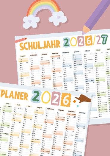 Zwei Jahresplaner 2025 übereinander gelegt